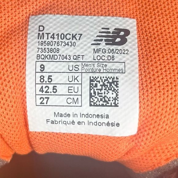 New Balance 410 v7 Black Orange Trail Running Shoe Mens 9 - Picture 9 of 9